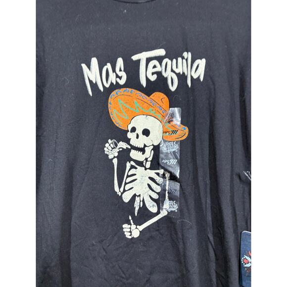 Moon Shine Spirit Mens Medium Festival Skull Print Shirt Black Mas Tequila - Picture 5 of 8